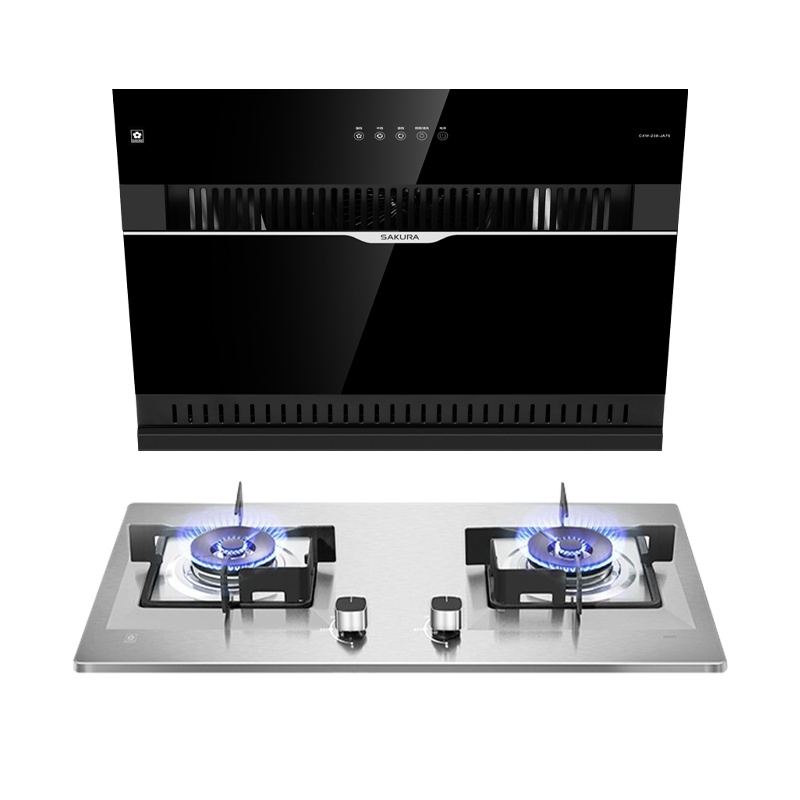 樱花(SAKURA)烟灶套餐 750小侧吸抽油烟机 18立方 5.0KW燃气灶具 自清洗烟灶厨电套装JA75+GBG01