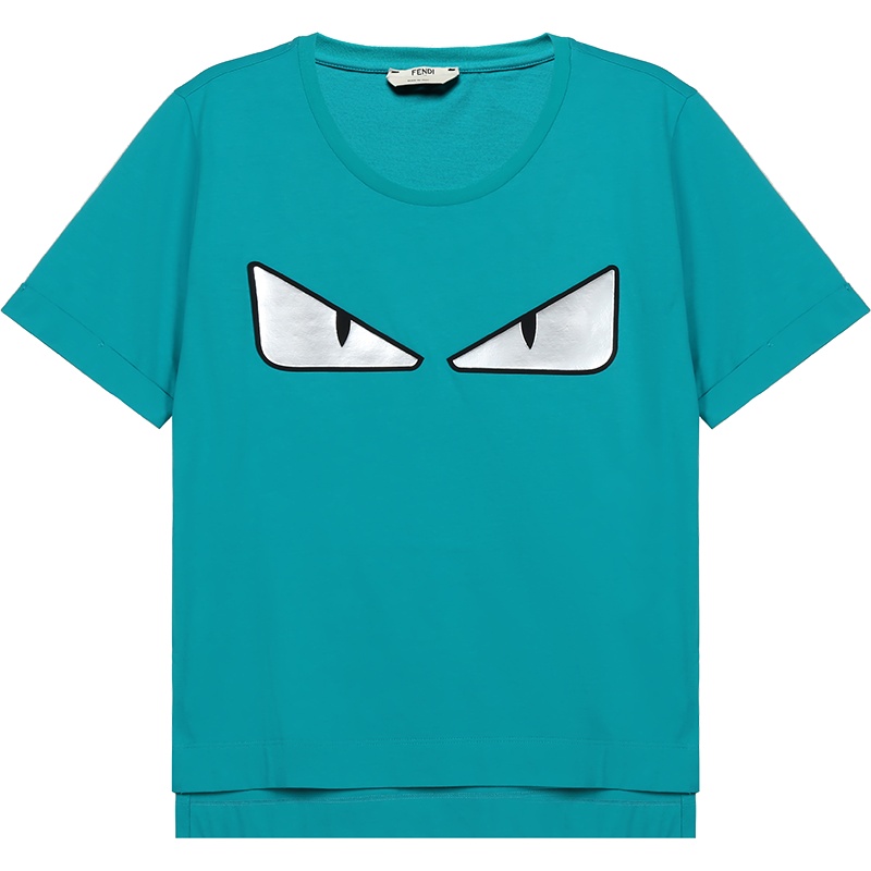 FENDI 女款Bag Bugs眼睛图案棉质圆领短袖T恤 FAF072 A47C