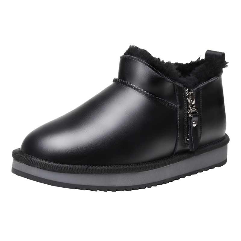 奥康雪地靴女短筒面包鞋女冬时尚防滑加绒棉鞋女