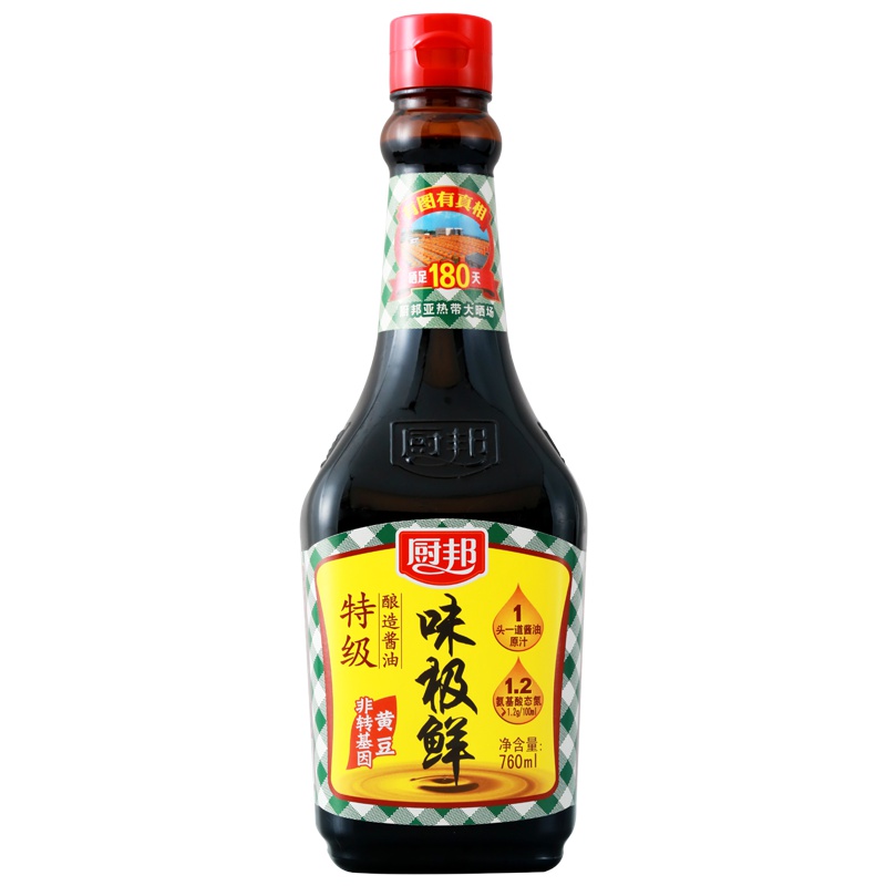 厨邦味极鲜酱油 特级生抽黄豆酿造760ml