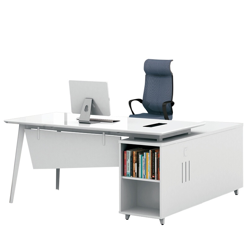 卓澳(ZHUOAO)老板桌经理桌电脑桌时尚简约办公桌主管桌1800*800*750纯白-12