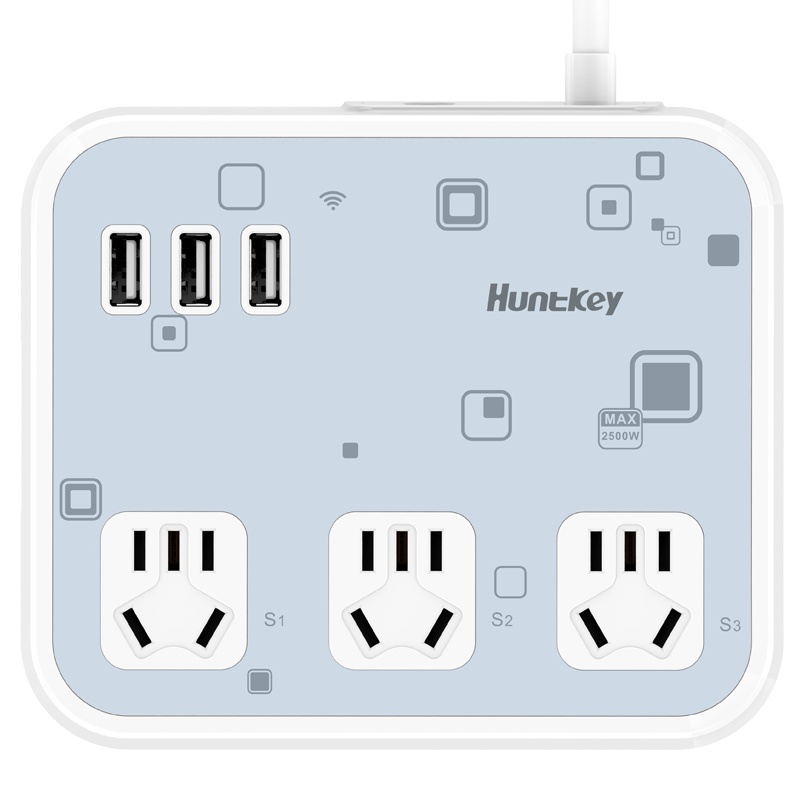 航嘉智慧云wifi手机远程控制智能插座 多功能usb插排桌面接线板白色SST302