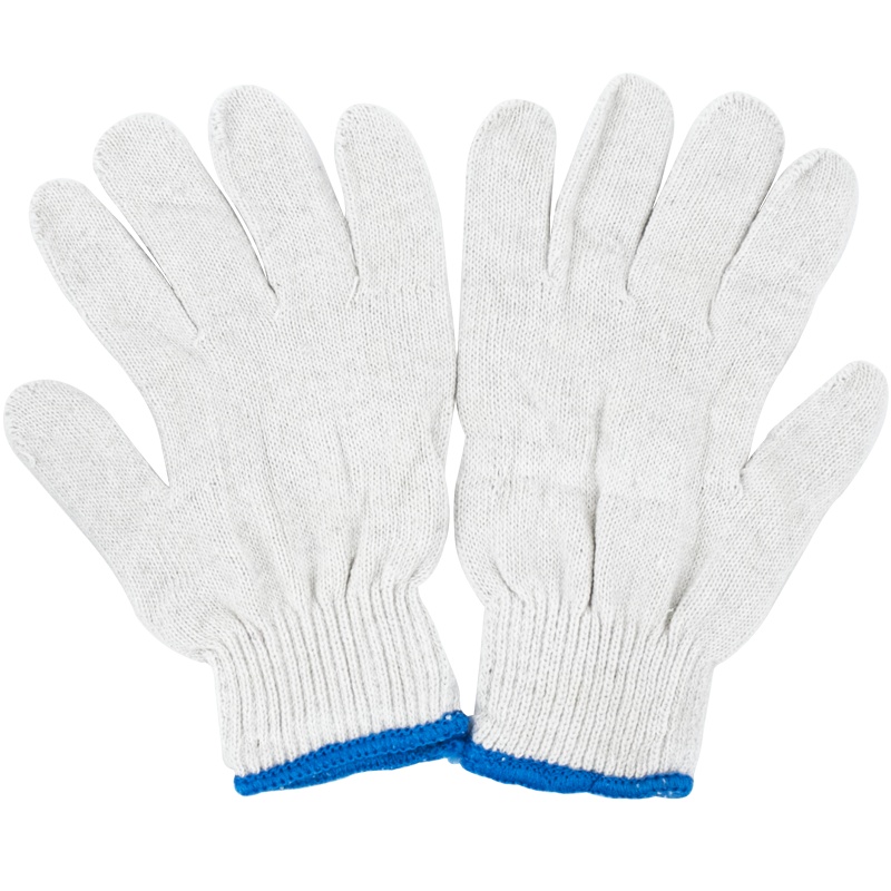 海斯迪克 HKW-79 劳保手套 尼龙耐磨棉纱棉线手套 防滑加厚耐用护手 手部防护 灯罩棉耐磨蓝边/20双