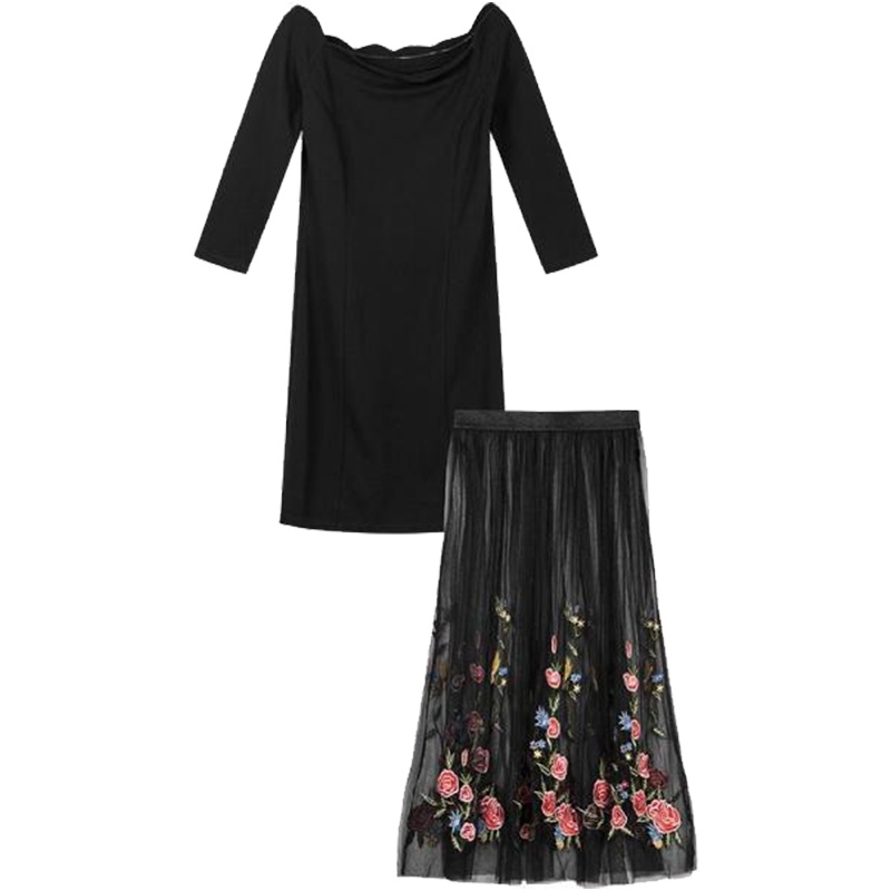 【热卖】拉夏贝尔两件套女装2019夏装新款韩版气质女神范衣服显瘦中长裙子10015664