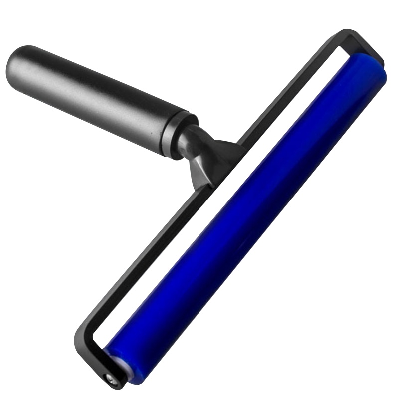 海斯迪克 HK-582 蓝色硅胶除尘滚轮 手机屏幕贴膜吸灰尘粘尘滚筒 粘尘滚轮 4寸黑塑手柄10cm