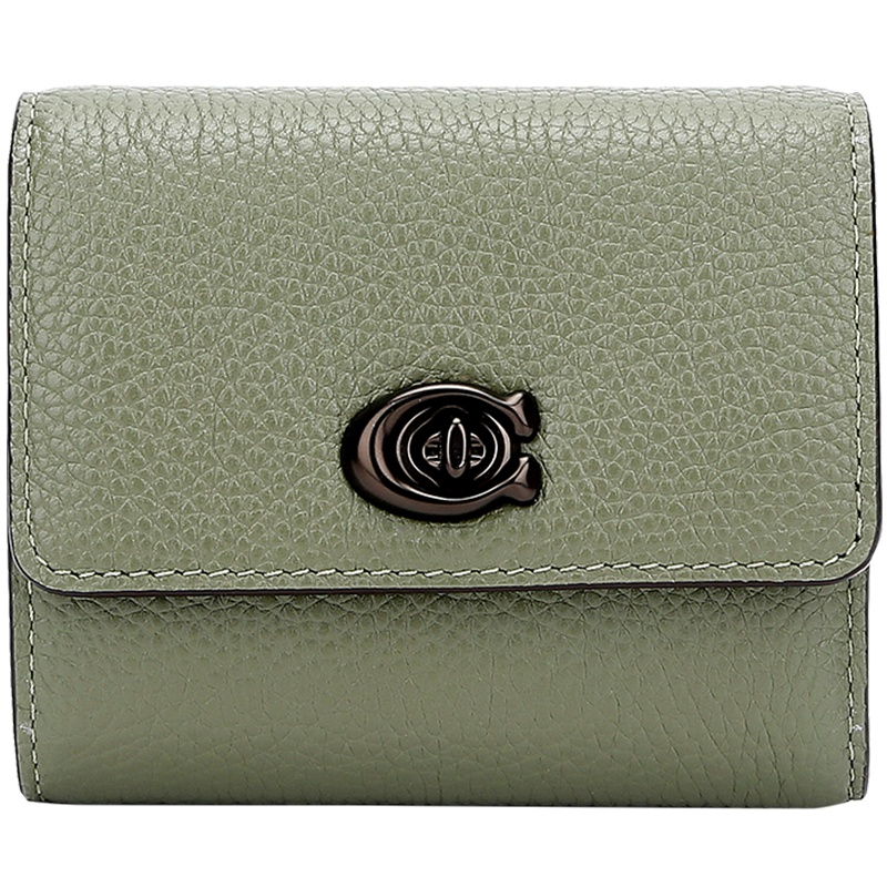 蔻驰 COACH 奢侈品 女士专柜款皮质短款钱包纺绿色 93978 V5QUF