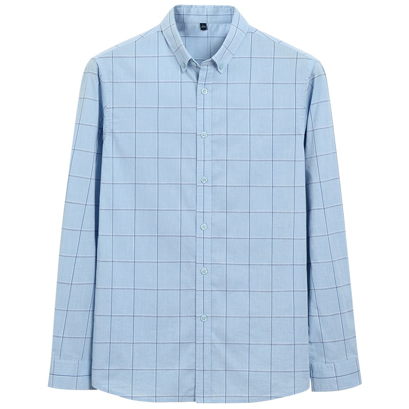 HODO红豆男装男士春秋长袖衬衫全棉时尚格纹休闲舒适长袖衬衫男