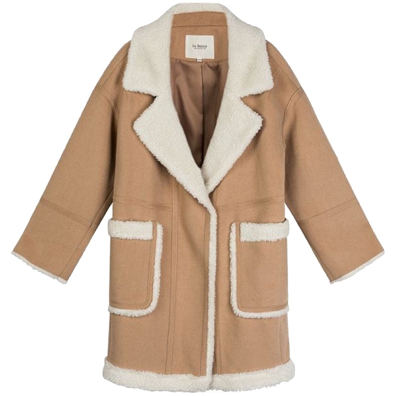 拉贝缇羊羔毛绒外套冬款新款呢子大衣女韩版学生中长羊毛60005725