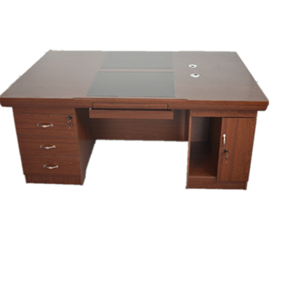 对坐实木贴皮政府教师油漆电脑办公桌 1600*1200*760mm胡桃色双面桌
