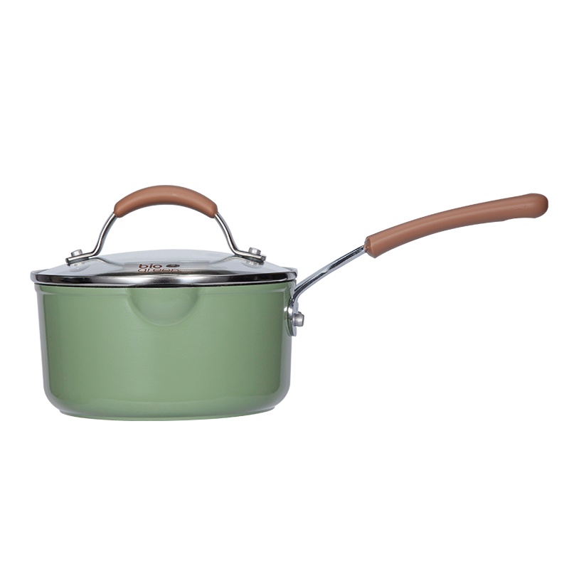 Carote 麦饭石奶锅不粘锅泡面锅18cm田园风热牛奶锅少油烟宝宝辅食锅日式雪平锅电磁力燃气灶通用