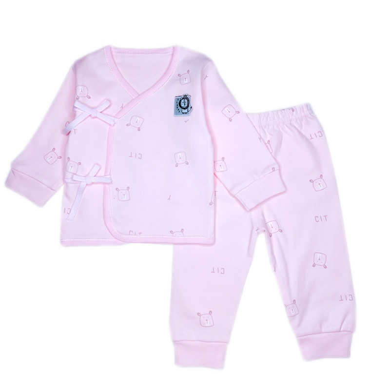 安笛贝乐婴儿1-3个月纯棉分体两件套和尚服斜襟系带四季全棉套装