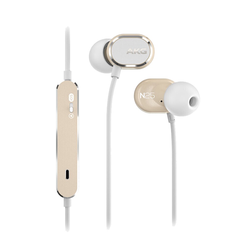 AKG N25 双动圈入耳式耳机 高解析通用线控带麦音乐HIFI手机耳机 香槟金