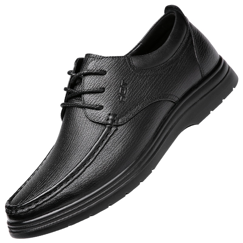 红蜻蜓商务男鞋2020秋季新款真皮中老年休闲皮鞋圆头系带男士皮鞋