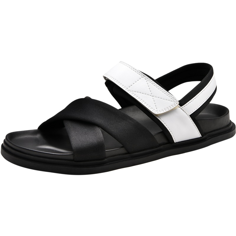 GOLF高尔夫凉鞋男夏季新款韩版时尚男鞋潮简约露趾魔术贴真皮休闲沙滩鞋