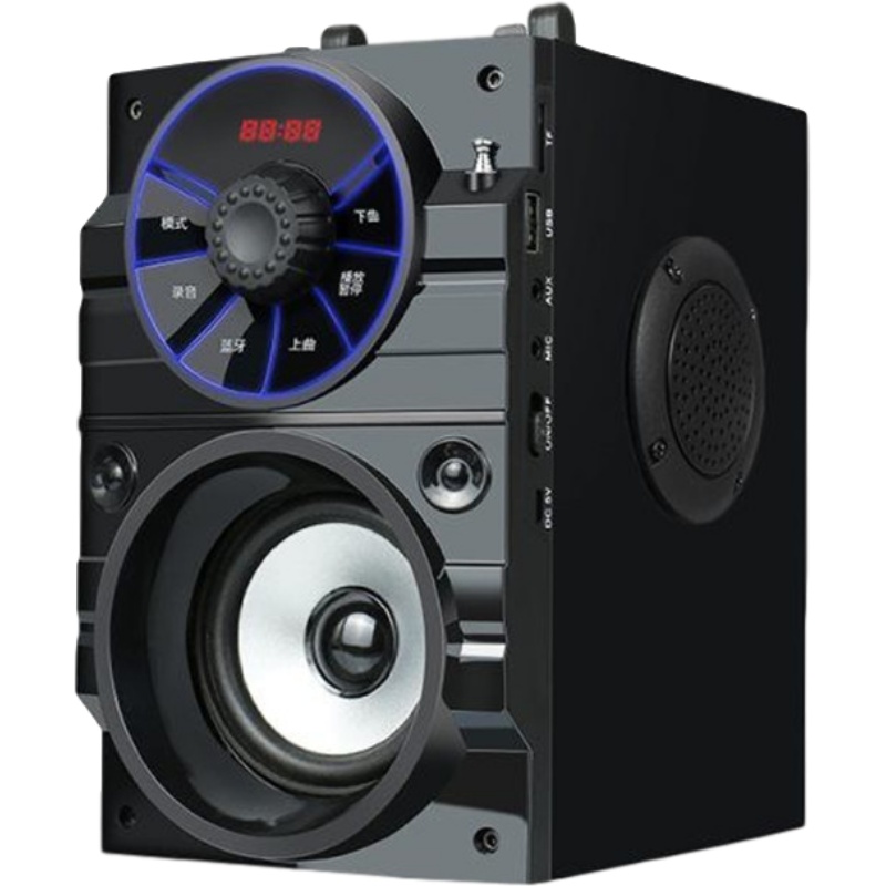 A107广场舞音响户外小音箱家用客厅K歌环绕立体声低音炮双喇叭音响大音量迷你无线蓝牙音箱小型便携式 黑色