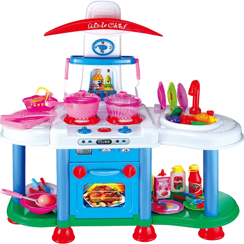 纽奇(Nukied)儿童过家家益智玩具宝宝仿真厨房模拟玩具女孩男孩早教益智烹饪做饭厨具套装 豪华声光烹饪台