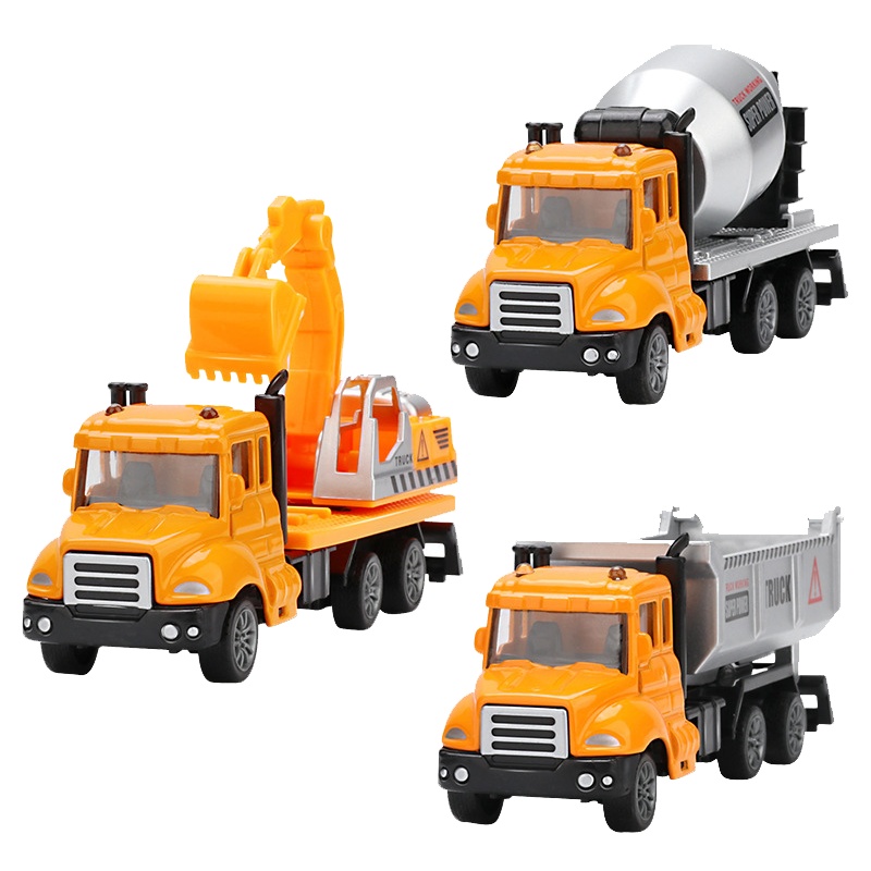 儿童玩具工程消防特警套装仿真合金车模搅拌挖掘机小汽车模型男孩合金车