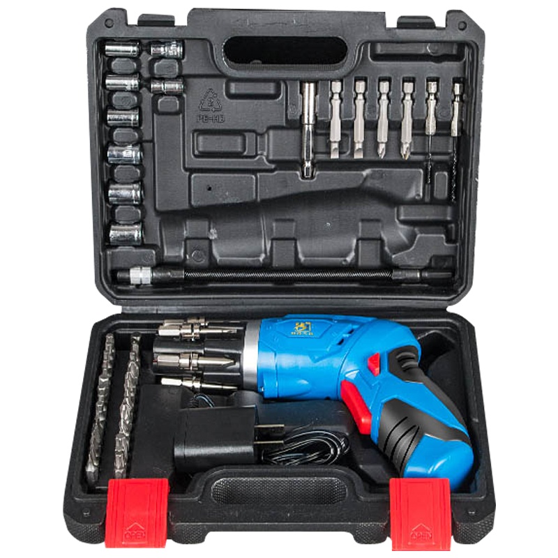 班爵多功能电动螺丝刀锂电充电式电动螺丝批电起子 4V多功能折叠螺丝刀彩盒