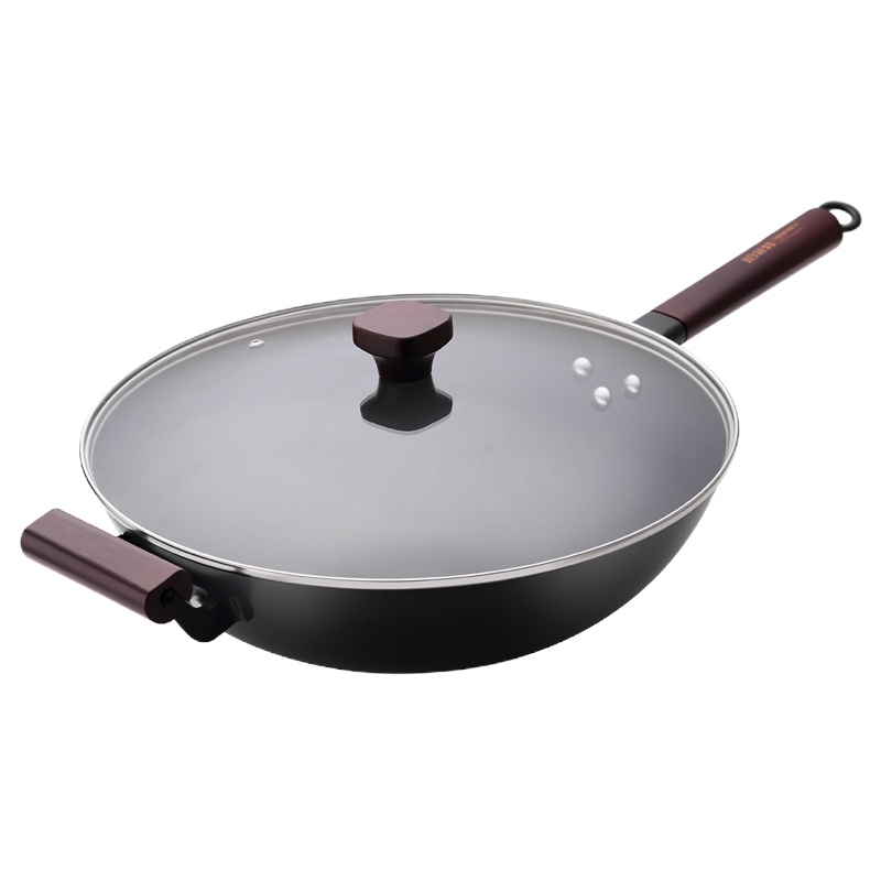 PFT-8008 珍珠-生活真不锈炒锅34CM(含盖彩盒装) 蜂窝纹理不易粘锅 全身氮化无涂层 高效导热不易生锈