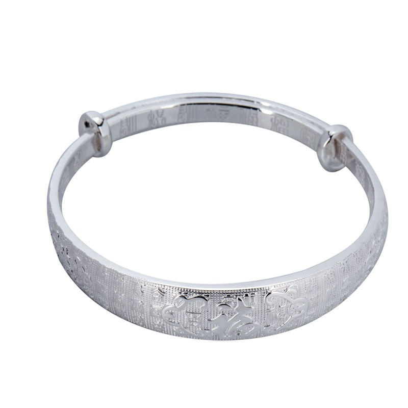 金一足银S990 送妈妈祥云百福手镯女款简约时尚银饰礼物 BFE003 S990 (定价)