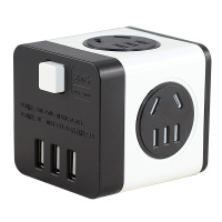 惠尔金USB魔方插座四位插孔新国标带儿童保护门总控开关转换器插座插排插线板黑白相间TF-204U无线 0接线板