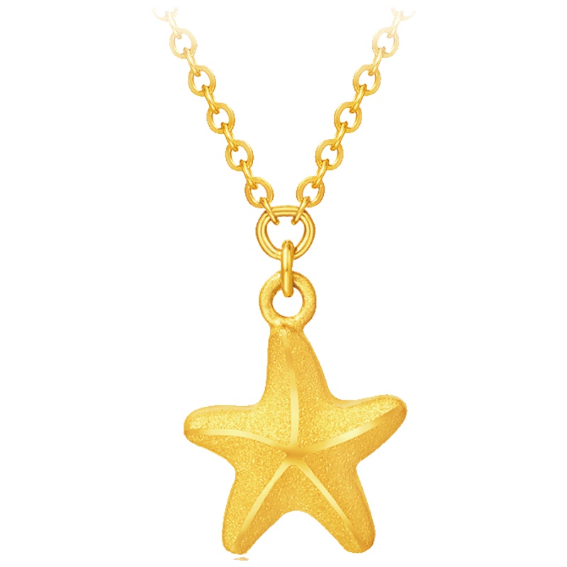 礼品「新品」周大福海星足金黄金项链套链坠计价F212305