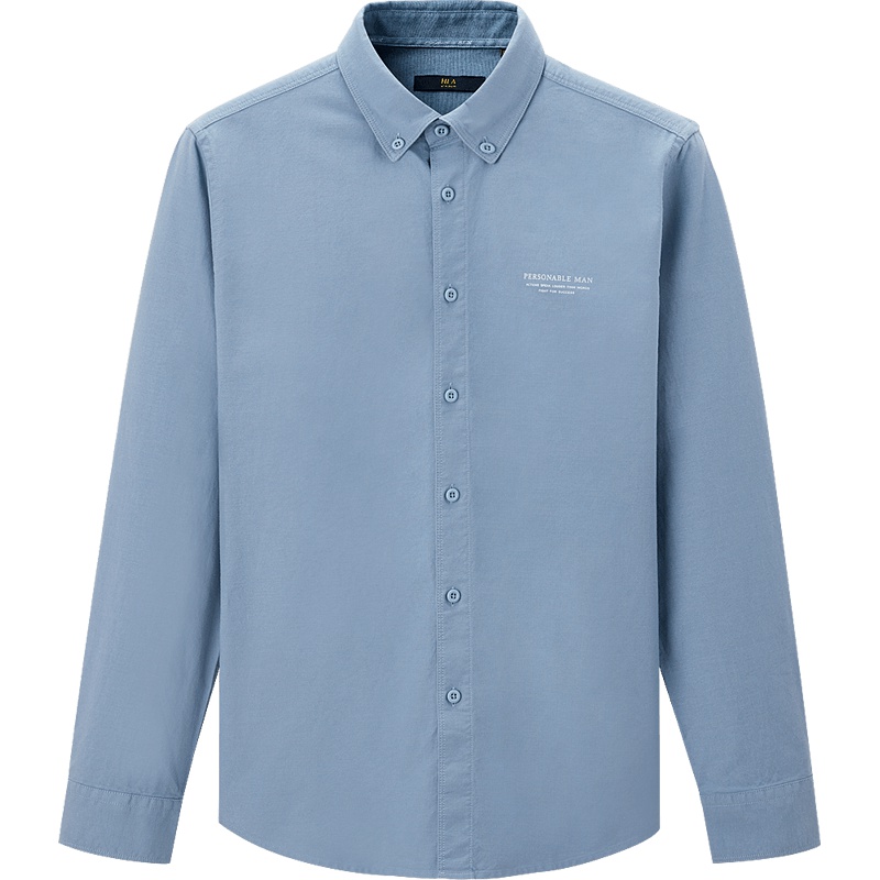 HLA海澜之家牛津纺休闲长袖衬衫2019秋季舒适棉质长袖衬衫男 HNEAD3R129A