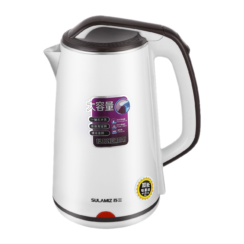 苏兰电水壶 SL-H3008 3.0L自动断电 品牌温控器 双层防烫 防干烧 食品级不锈钢 经典简约烧水壶