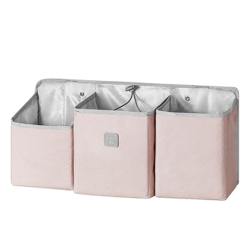 babycare 婴儿床挂袋宝宝尿不湿收纳袋挂篮尿布包挂袋置物架可水洗 维尔粉小号5070