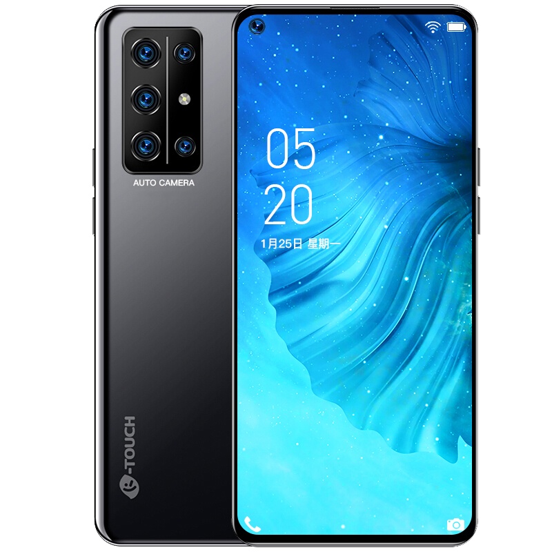 天语P40pro 6.55英寸高清穿孔屏 游戏拍照智能手机 侧键指纹 人脸识别 全网通4G 黑镜 8+128GB