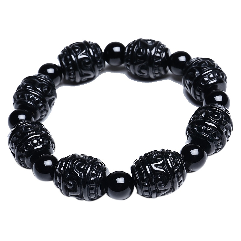 月印百川 墨翠路路通手链 翡翠男女款祥云纹玉石手串 附送证书