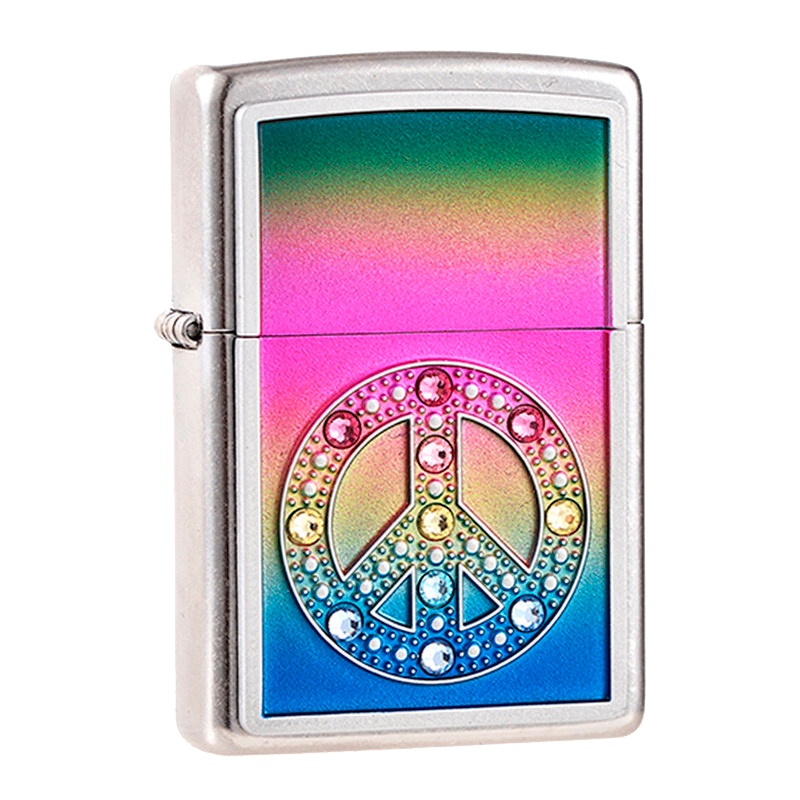 美国ZIPPO打火机 芝宝 彩虹水晶和平标志 24898