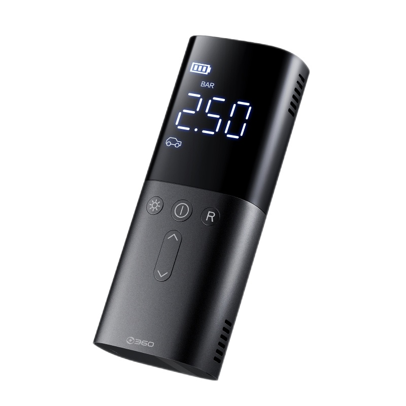 360车载充气泵Q3 无线电动充气宝便携式打气筒轮胎胎压数显 自行车篮足气球泳圈充气筒 可照明