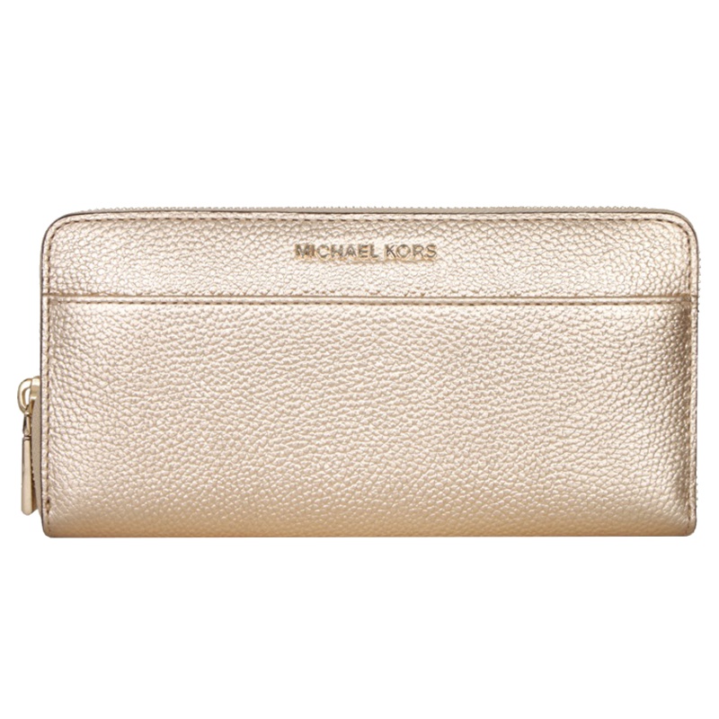 MICHAEL KORS女士金黄色皮质长款拉链钱包32T7MM9E3M PALE GOLD