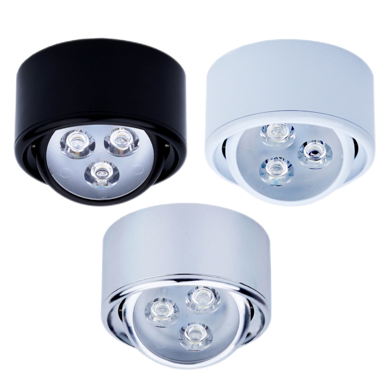 超薄明装led小射灯3W可调客厅电视沙发背景墙免开孔吸顶灯七彩光