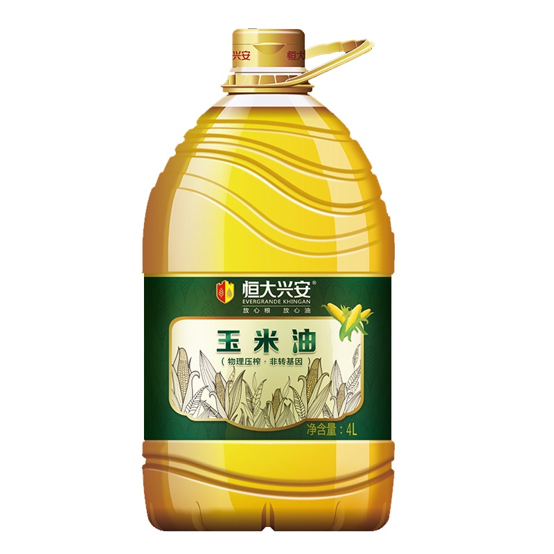 恒大兴安 非转基因纯正玉米胚芽油 4L 物理压榨 家庭桶装食用油 清淡不油腻