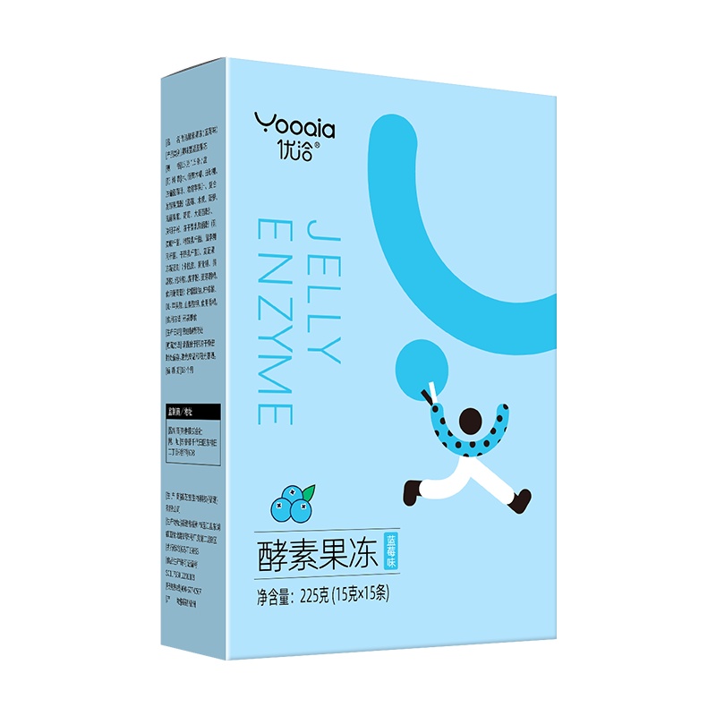 优洽酵素果冻蓝莓味225gx4盒非酵素粉清肠排宿便复合果蔬水果冻条