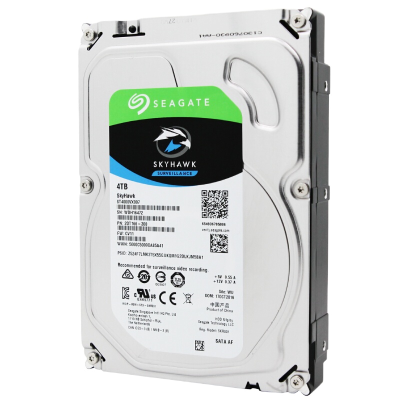 希捷(Seagate)4TB 64MB 5900RPM 监控级硬盘 SATA接口 希捷酷鹰SkyHawk系列(ST400