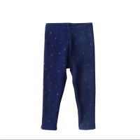 安笛贝乐女童儿童深蓝色波点拉绒休闲保暖长裤2-8岁装秋季冬季小孩宝宝加绒打底裤子80-120cm
