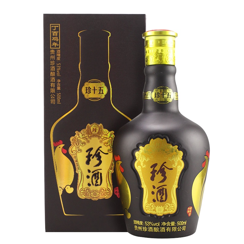 珍酒 珍十五鸡年珍藏版 53度酱香白酒500ml 坤沙粮食酒 单瓶装