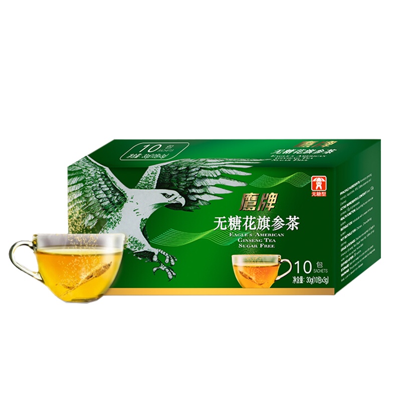 鹰牌(PRO&EAGLE)无糖花旗参茶60g (3g*10包*2)西洋参 盒装 西洋参茶 配有手提袋