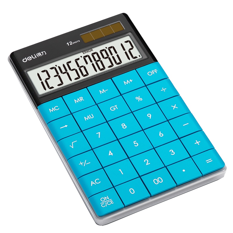 得力deli1589计算器太阳能个性创意时尚商务财务会计专用计算机计算机小型便携可爱韩国小清新蓝色