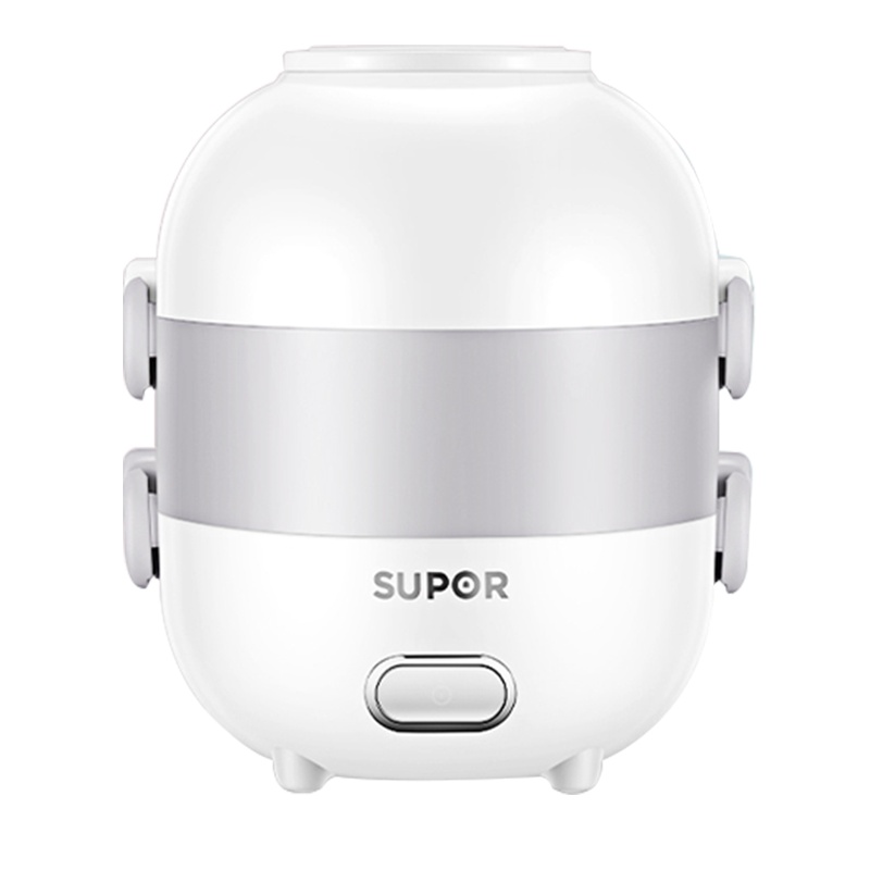 苏泊尔（SUPOR）电热饭盒保温双层可插电加热蒸煮热饭带饭桶神器上班族便携1L+1L内胆 白色DH02YD805A