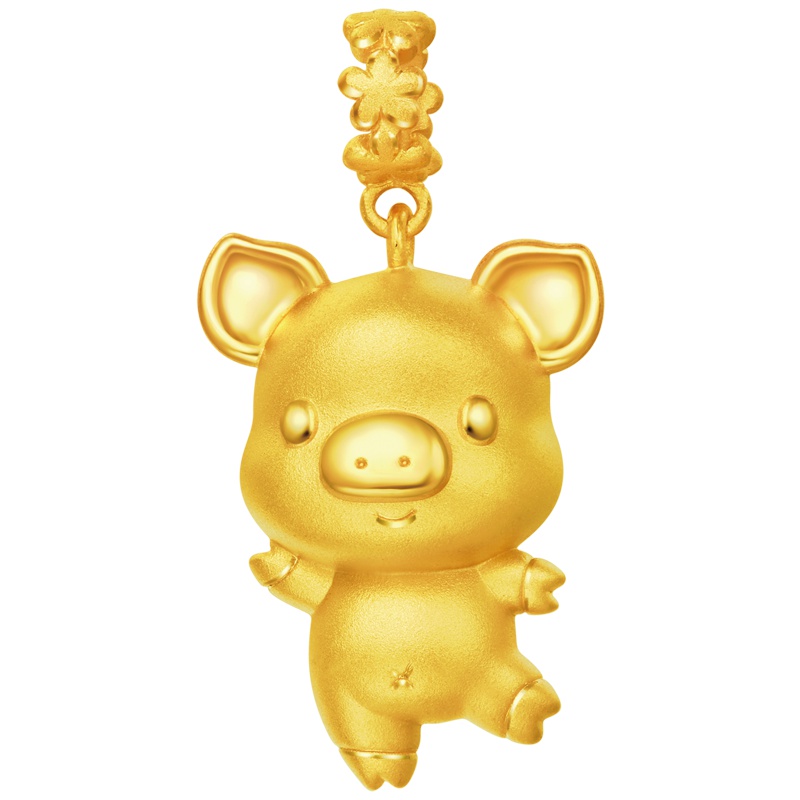周大福十二生肖猪星星小猪转运珠足金金坠R21600