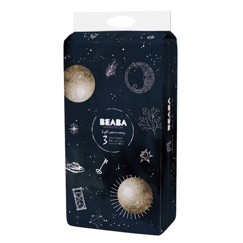 [详情抢大额券]BEABA光年之外系列婴儿纸尿裤M码52片冬暖夏凉尿不湿6kg-11kg