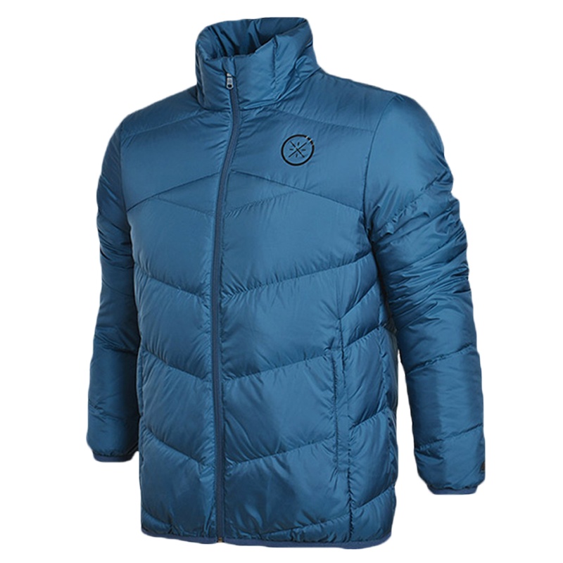 李宁男中长款韦德立领带帽防风保暖鸭绒羽绒服