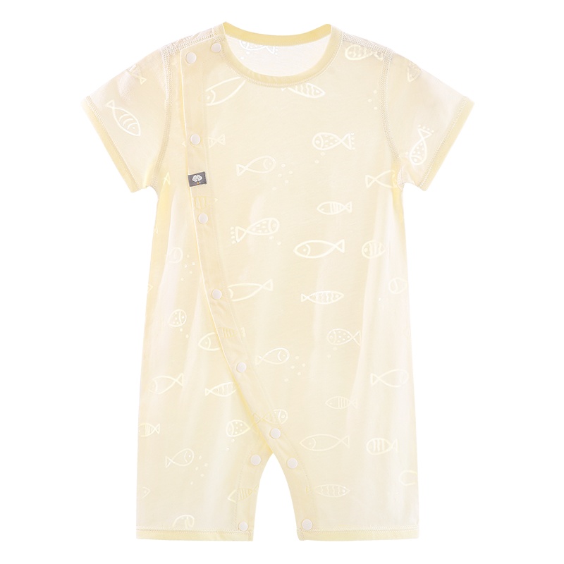 Aengbay 婴儿短袖短裤连体衣夏薄款宝宝冰丝衣服新生儿爬服哈衣潮