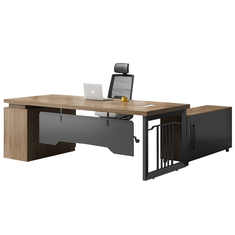 欧宝美老板桌办公桌现代简约大班台主管桌经理桌电脑桌含侧柜