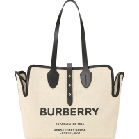 预售 博柏利 BURBERRY Belt TOTE中号 字母徽标帆布织物 女士手提包 8031318