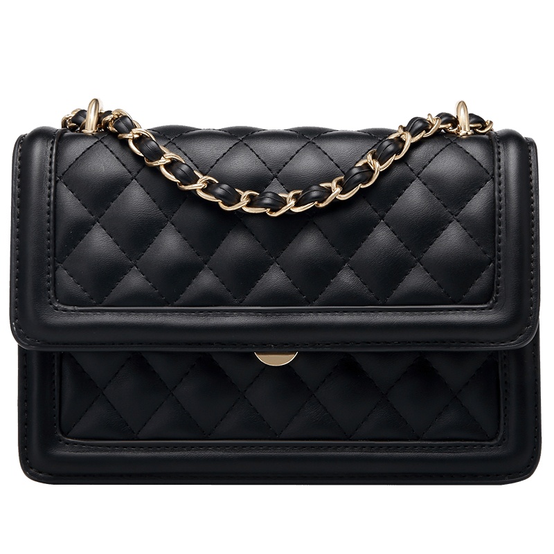 第九城（V.NINE） 包包女2019新款单肩包女士简约时尚菱格包小香风链条小方包斜挎包